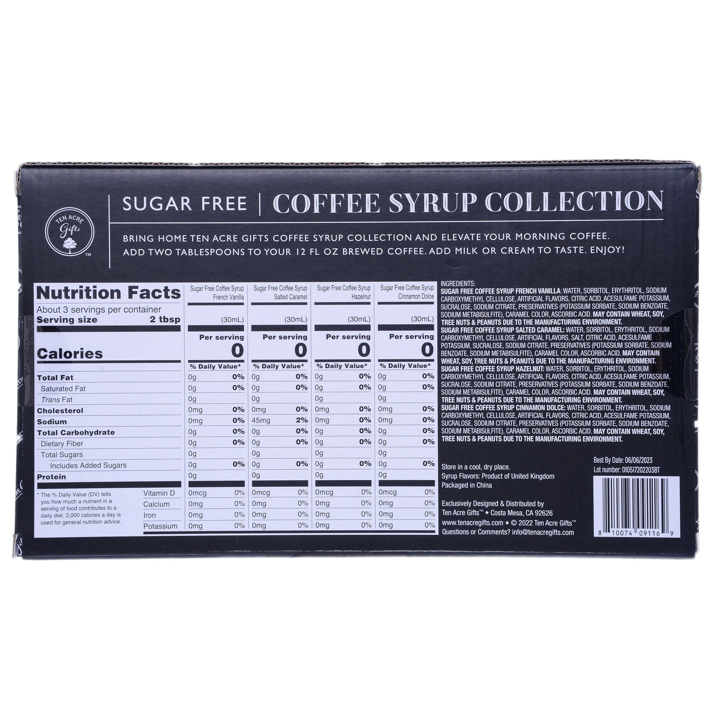 Sugar Free Coffee Syrups - 4 Pack